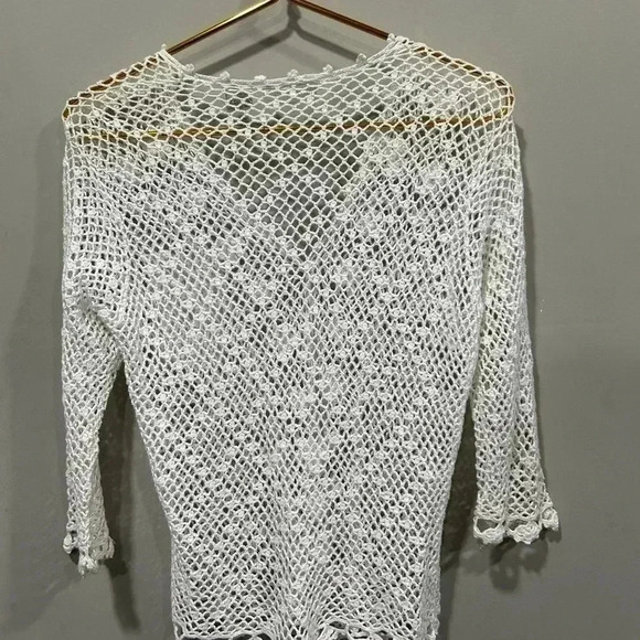 Y2K Design Assets Vintage  Crochet Linen-Cotton Cardigan Women's‎ Sz M - Picture 2 of 9